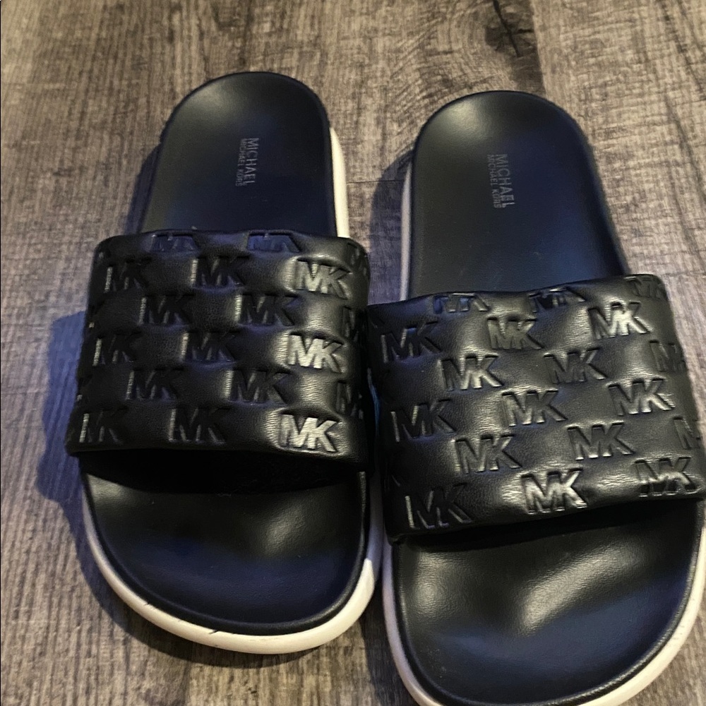 Michael Kors Black Embossed Slides